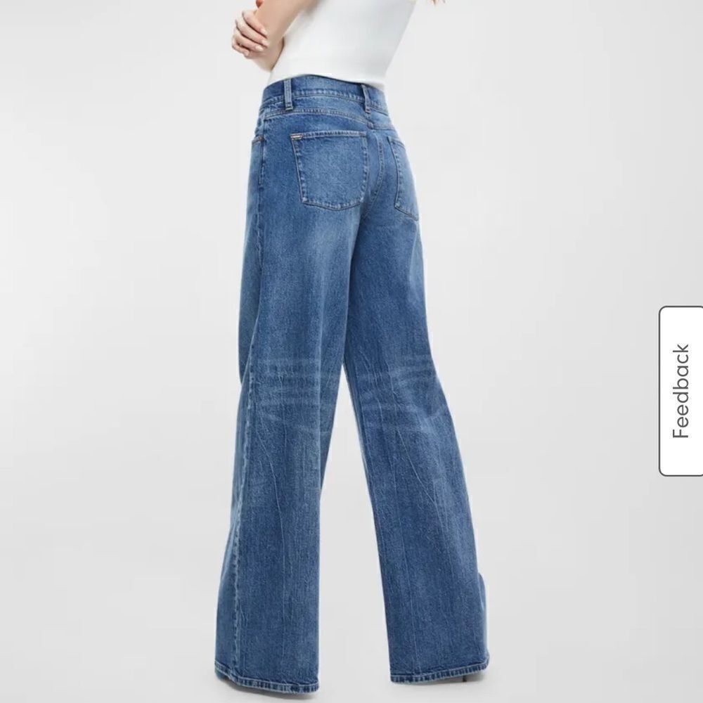 Alice + Olivia Trish Mid Rise Baggy Jeans Brooklyn Blue - Picture 2 of 5